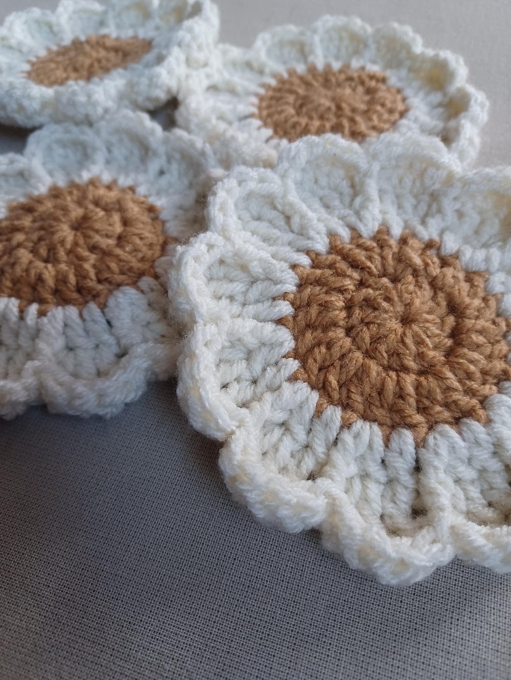 Handmade Daisy Crochet Coasters - Picture 2 of 5
